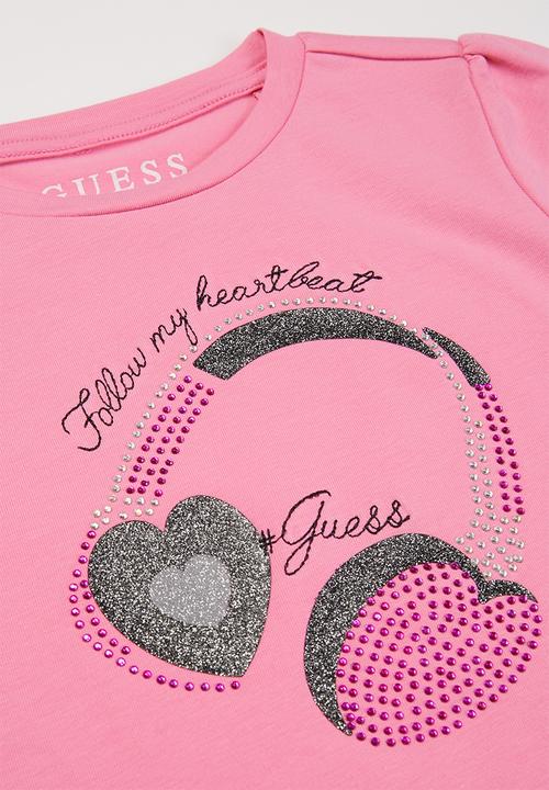 GUESS - Girls heart headphone tee - pink 