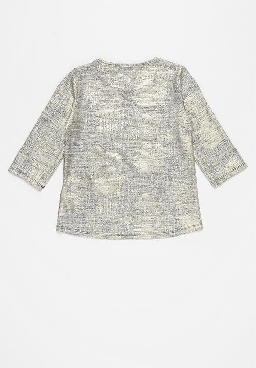 GUESS - Girls coated high low 3/4 tee - gold