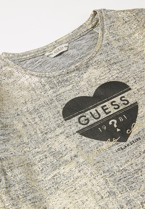 GUESS - Girls coated high low 3/4 tee - gold