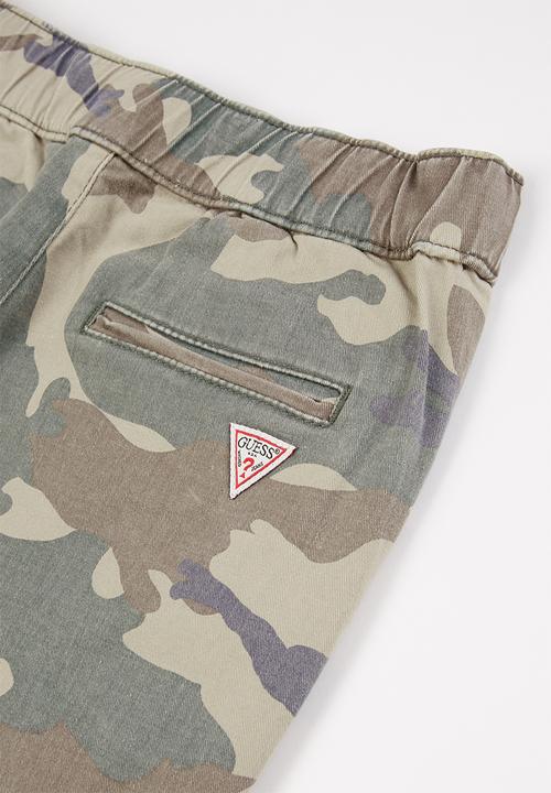 GUESS - Boys bull denim camo print pants - beige & khaki 