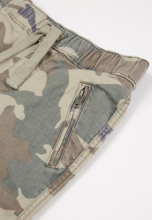 GUESS - Boys bull denim camo print pants - beige & khaki 