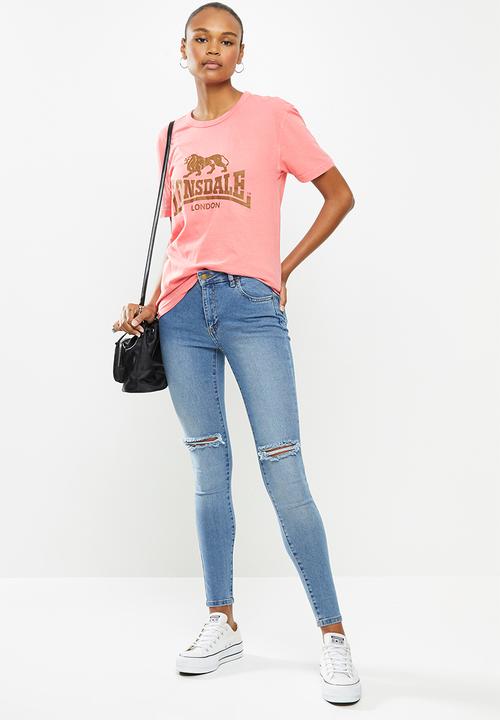 Lonsdale - Garment dye crew neck tee - pink