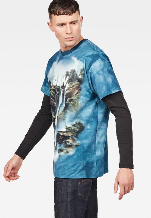 G-STAR - Cyrer water loose r t short sleeve - blue print