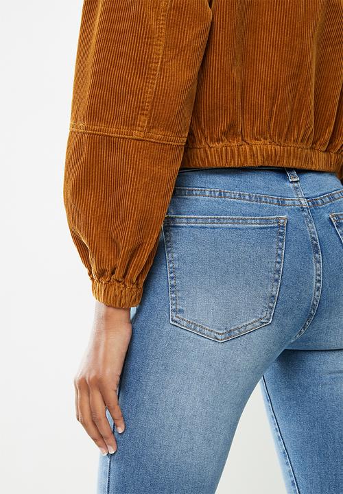 Cotton On - Cropped cord hoodie jacket - syrup brown