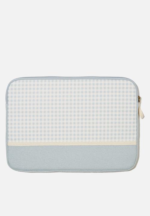 Typo - Canvas 13 inch laptop case - gingham hyacinth
