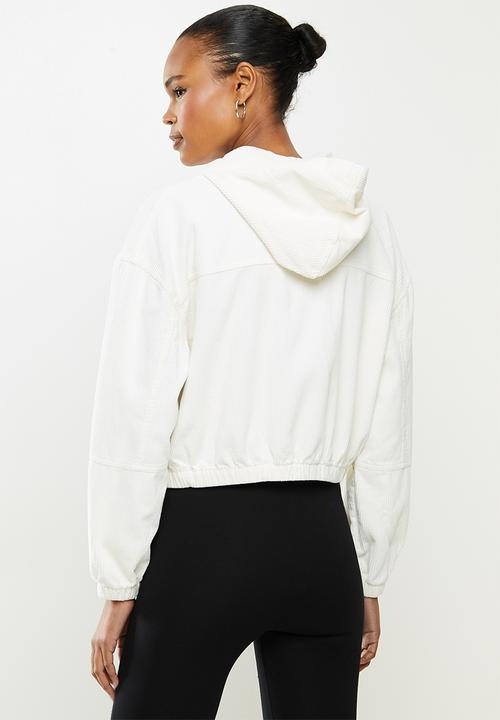 Cotton On - Cropped cord hoodie jacket - white