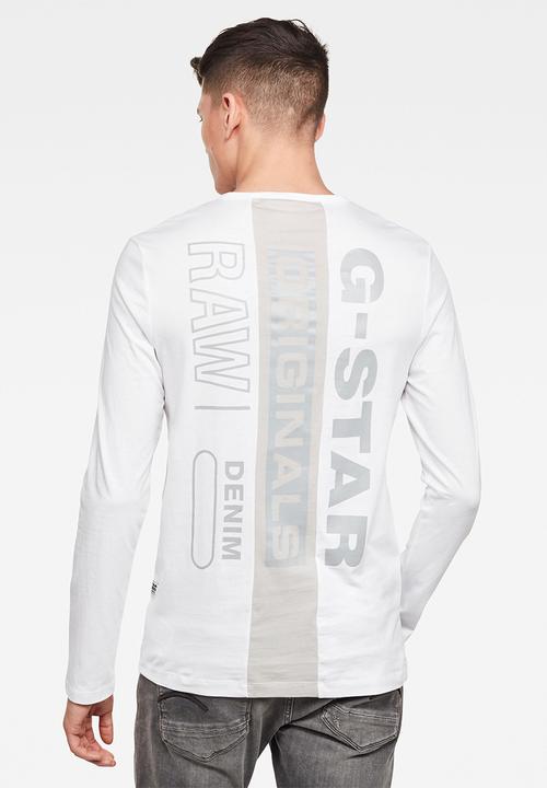 G-STAR - Block originals gr slim r t long sleeve  - white