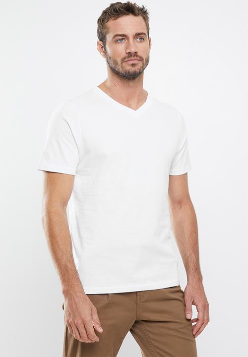 Cotton On - Mens essential vee neck tee 3 pack - white