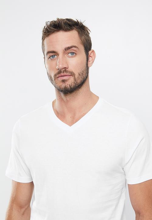 Cotton On - Mens essential vee neck tee 3 pack - white