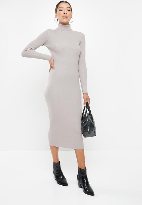 Missguided - Roll neck midaxi dress - grey