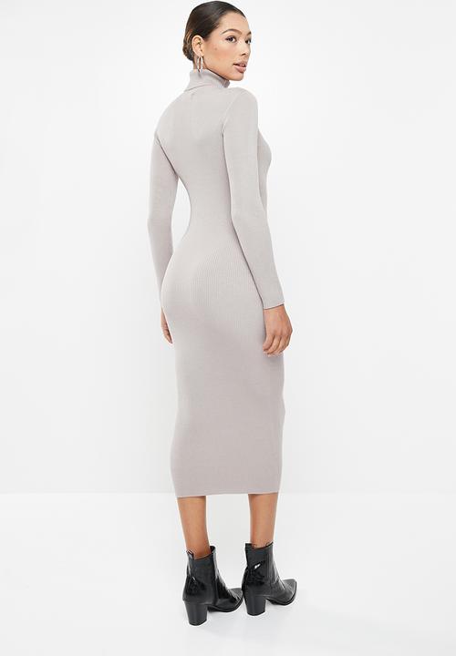Missguided - Roll neck midaxi dress - grey