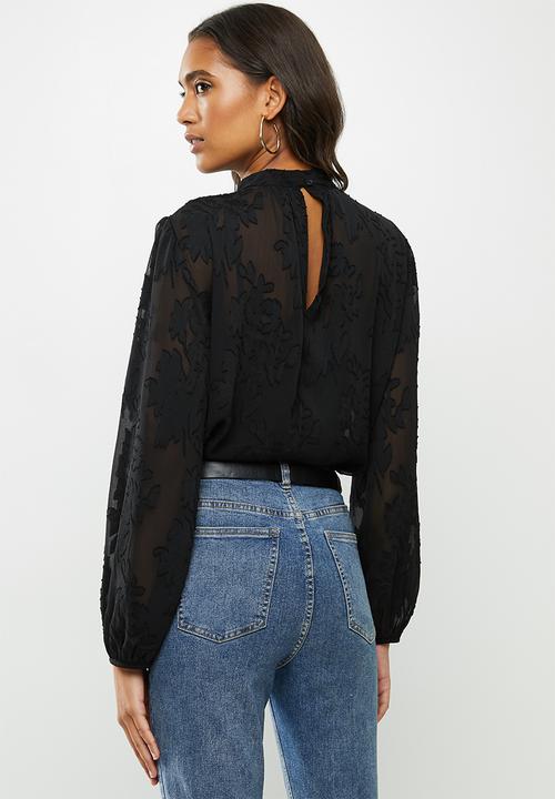 MILLA - Chiffon burnout blouse - black