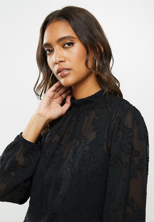 MILLA - Chiffon burnout blouse - black