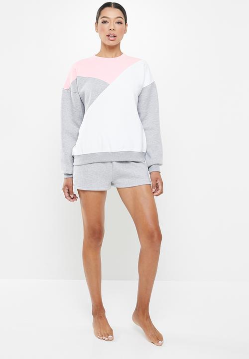 Missguided - Colourblock sweater short lounge set - multi