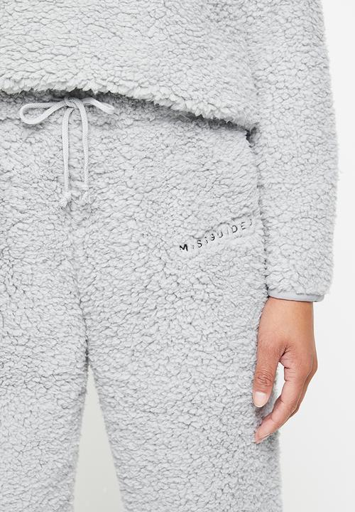 Missguided - Borg half zip hoodie joggers set - grey