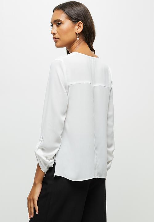 edit - Roll up sleeve blouse - ivory