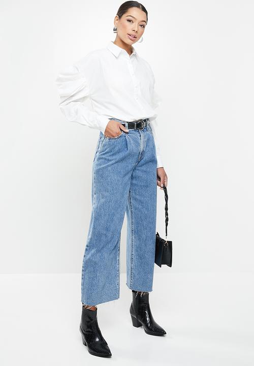 Missguided - Oversized poplin volume sleeve shirt - white