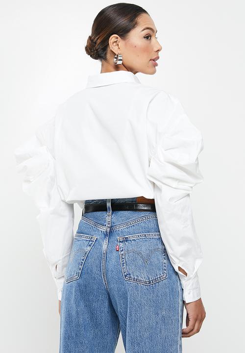 Missguided - Oversized poplin volume sleeve shirt - white