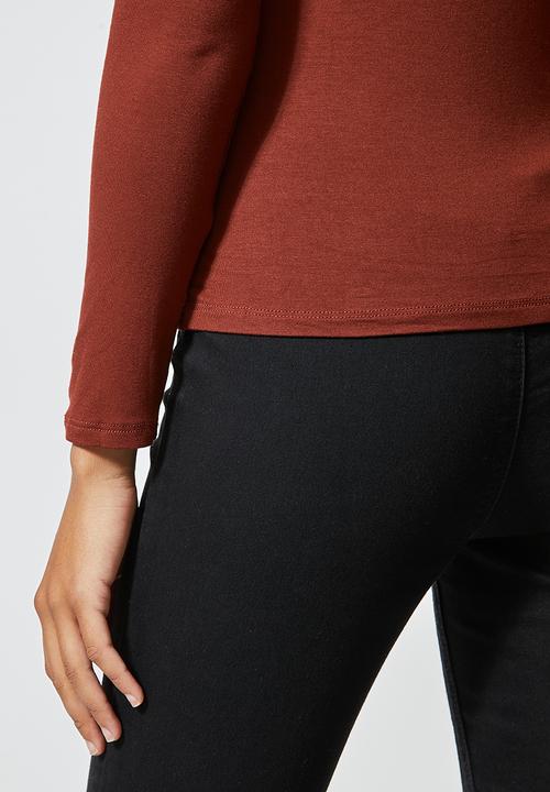 Superbalist - 2 Pack funnel neck viscose tops - rust & stone