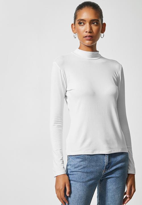 Superbalist - 2pk funnel neck viscose tops - white & neutral