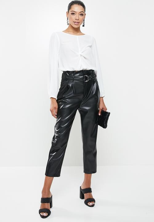 MILLA - Georgette blouse with twist front - ivory