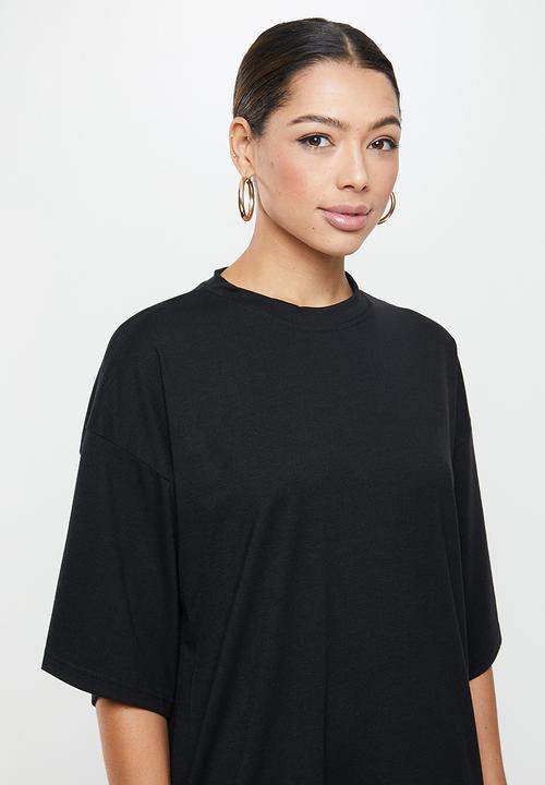 Missguided - Coord jersey T-shirt wide leg set - black