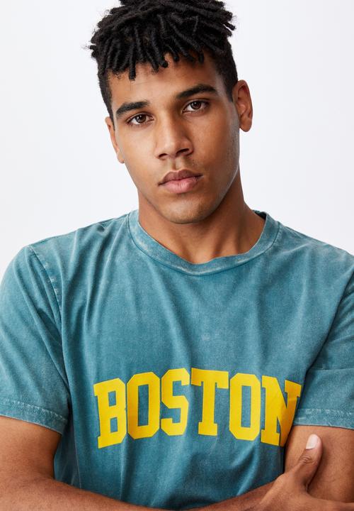 Factorie - Regular graphic t shirt - washed pine teal