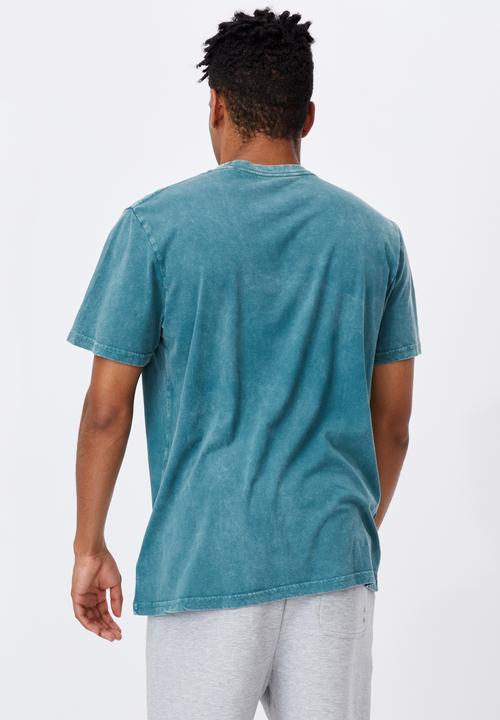 Factorie - Regular graphic t shirt - washed pine teal
