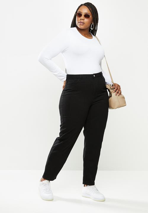 Missguided - Plus size black riot high rise clean mom jeans - black