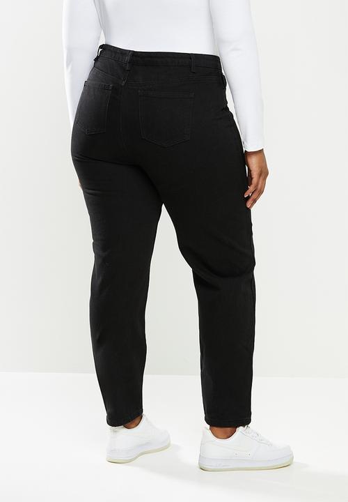 Missguided - Plus size black riot high rise clean mom jeans - black