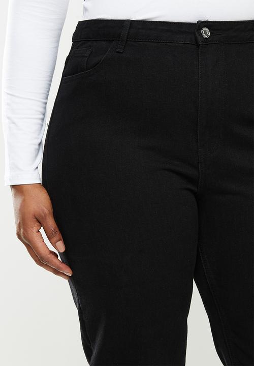 Missguided - Plus size black riot high rise clean mom jeans - black