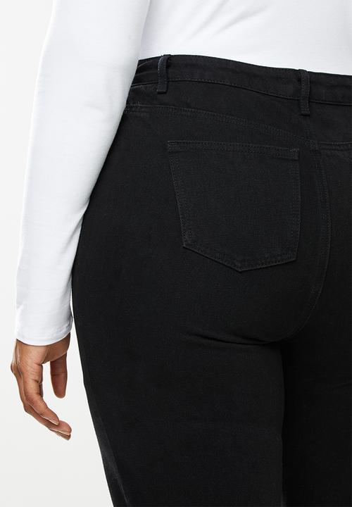 Missguided - Plus size black riot high rise clean mom jeans - black