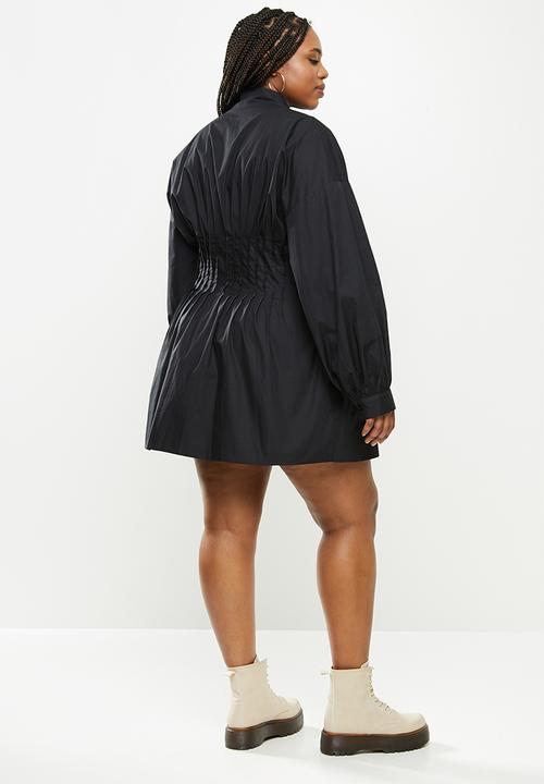 Missguided - Plus cinched waist shirt dress - black