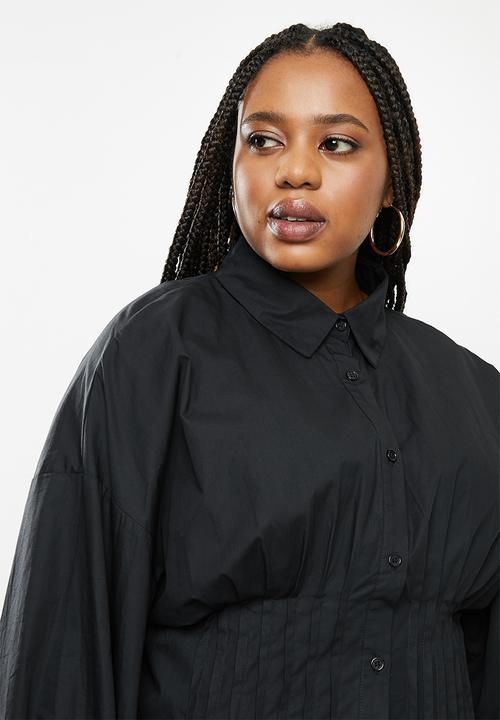 Missguided - Plus cinched waist shirt dress - black