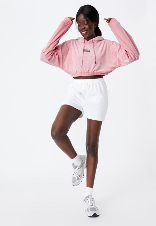 Factorie - Velour cropped hoody - silver pink