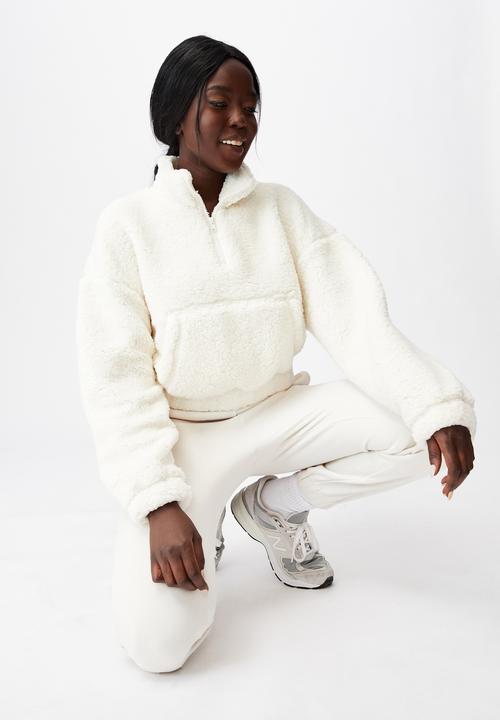 Factorie - Qtr zip teddy fleece - ivory