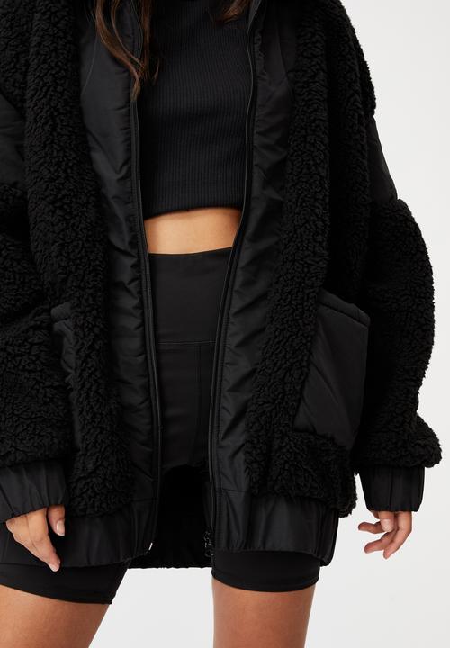 Factorie - Oversized teddy jacket - black