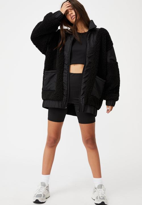 Factorie - Oversized teddy jacket - black