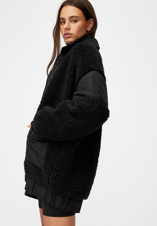 Factorie - Oversized teddy jacket - black