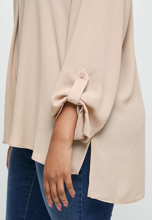 edit Plus - Rolled sleeve blouse - pink 