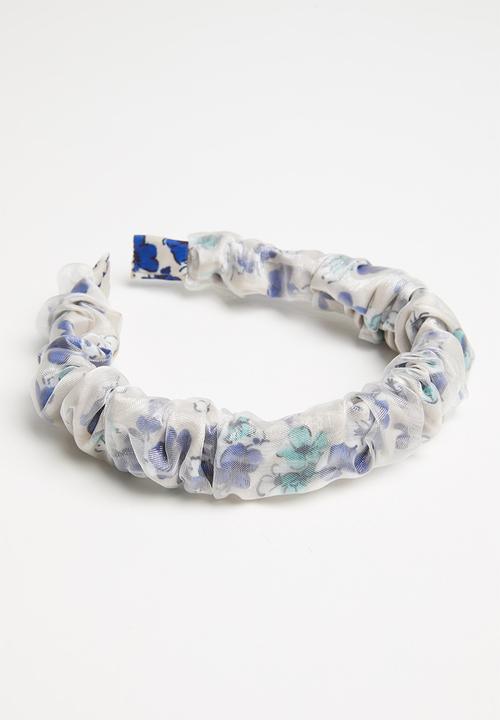 Superbalist - Ruffled headband - white & blue 
