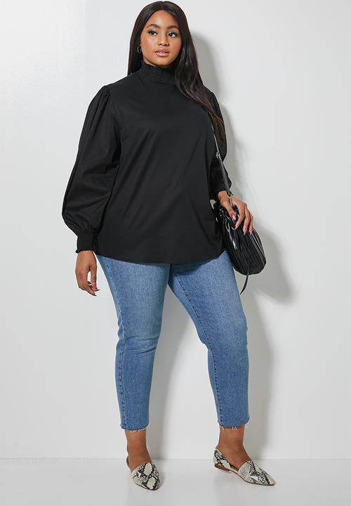 Superbalist - Highneck shirred blouse - black