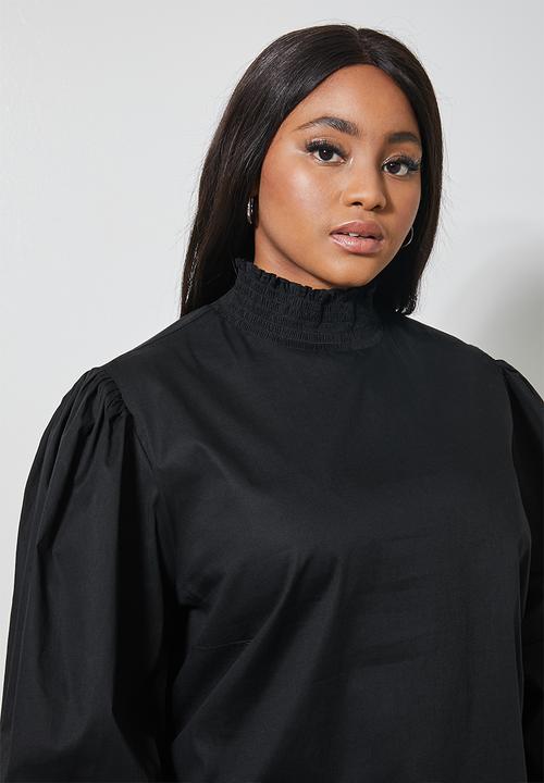 Superbalist - Highneck shirred blouse - black