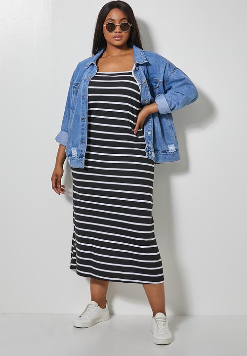 Superbalist - Square neck strappy dress - black & white