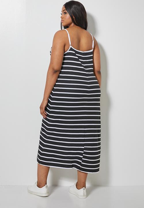 Superbalist - Square neck strappy dress - black & white