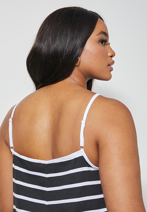 Superbalist - Square neck strappy dress - black & white