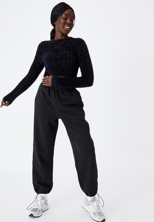 Factorie - Fluffy knit crop jumper - black