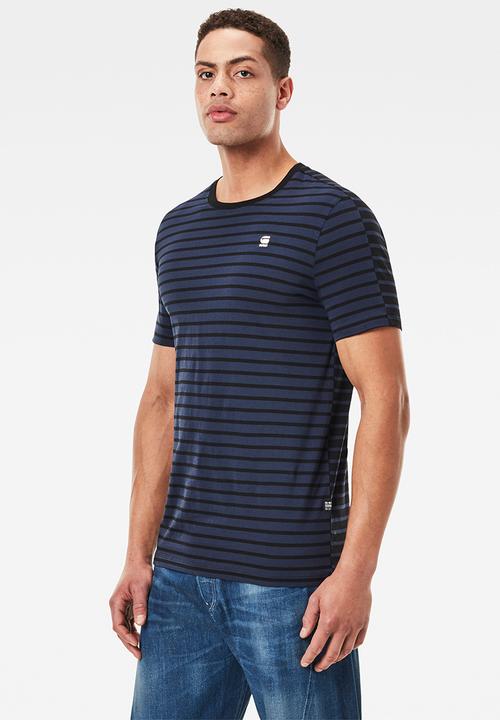 G-STAR - Korpaz stripe gr slim r short sleeve tee- sartho blue/dk black stripe
