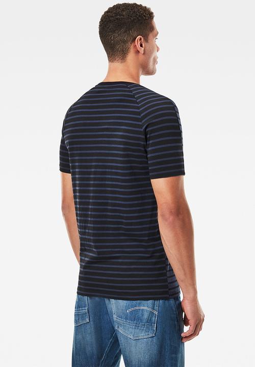 G-STAR - Korpaz stripe gr slim r short sleeve tee- sartho blue/dk black stripe