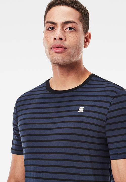 G-STAR - Korpaz stripe gr slim r short sleeve tee- sartho blue/dk black stripe